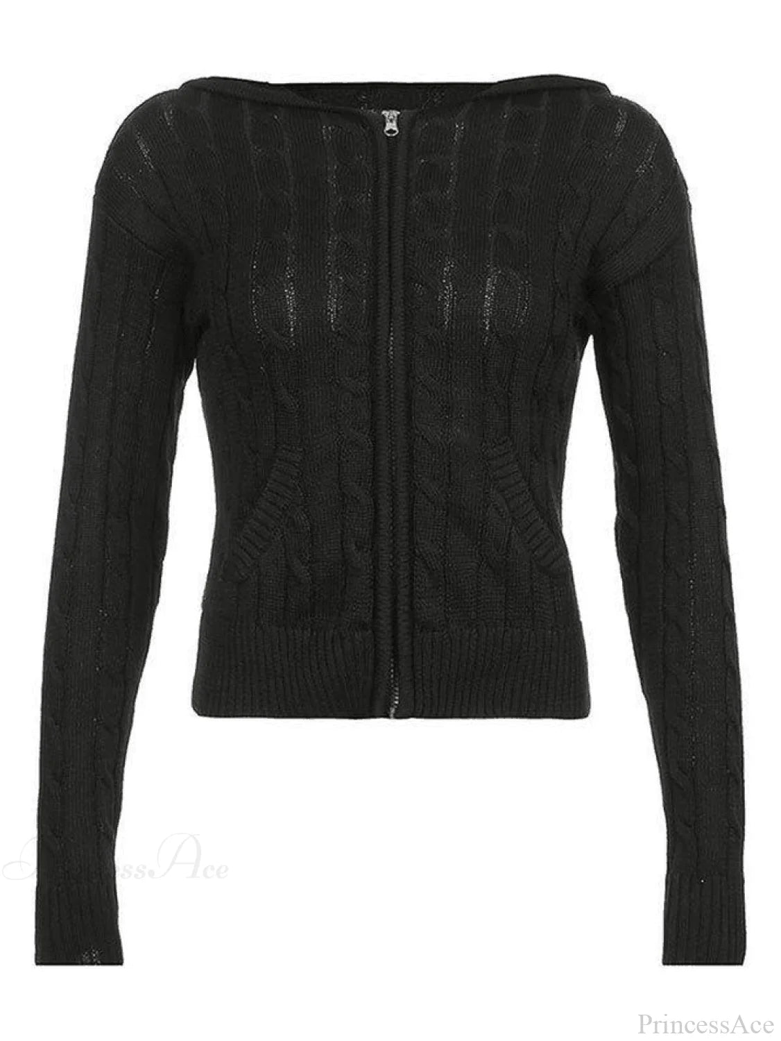 Hooded Button Graceful Front Knit Cardigan
