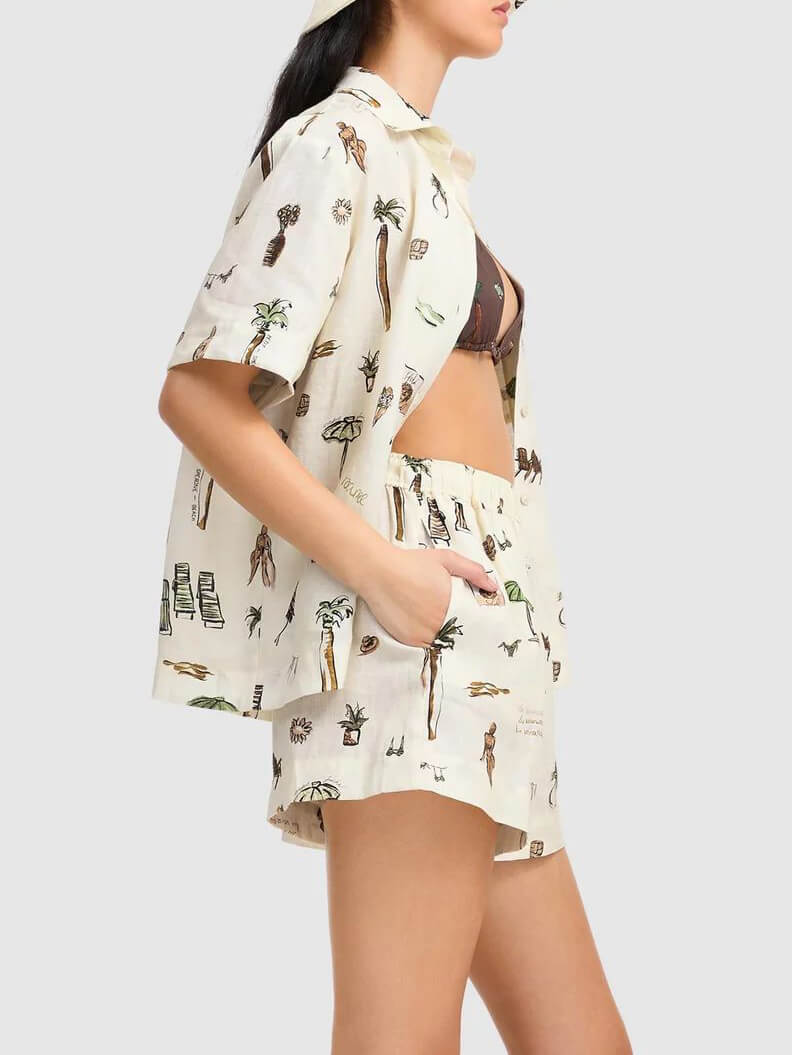 Printed Loose Shorts Two-piece Set