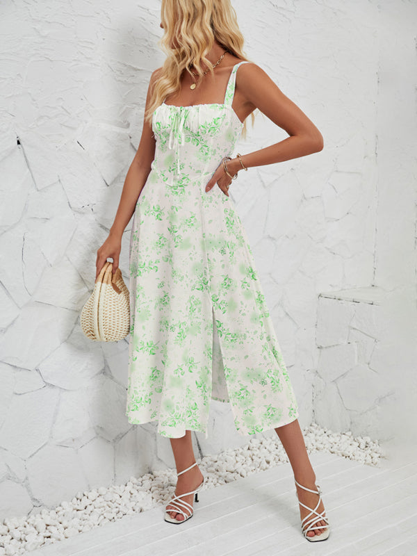 Sleeveless Summer Midi Dress With Leg Slit