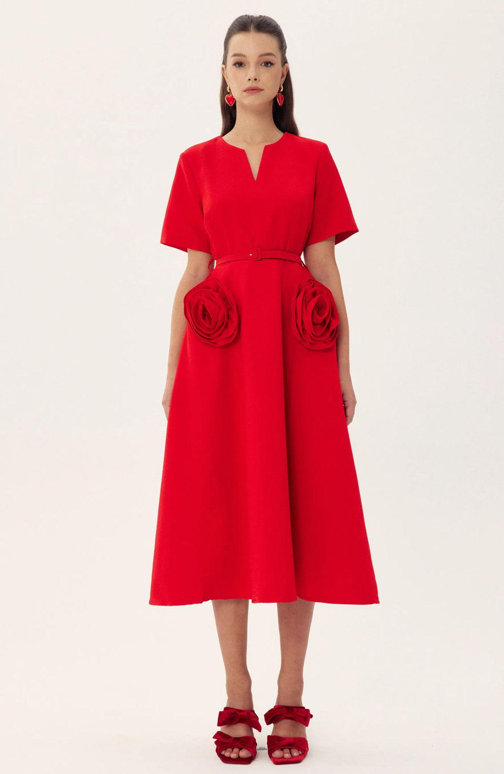 Grace Applique Short Sleeve Midi Dress