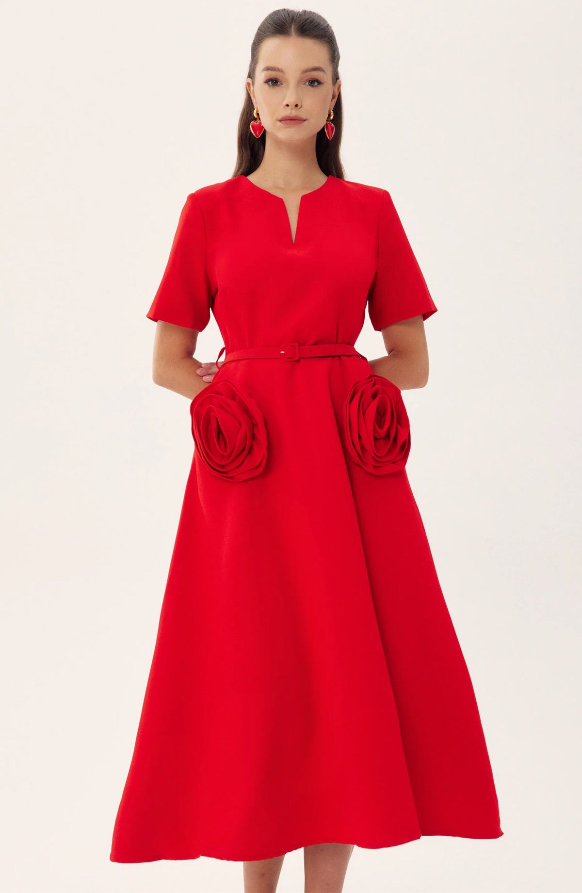 Grace Applique Short Sleeve Midi Dress