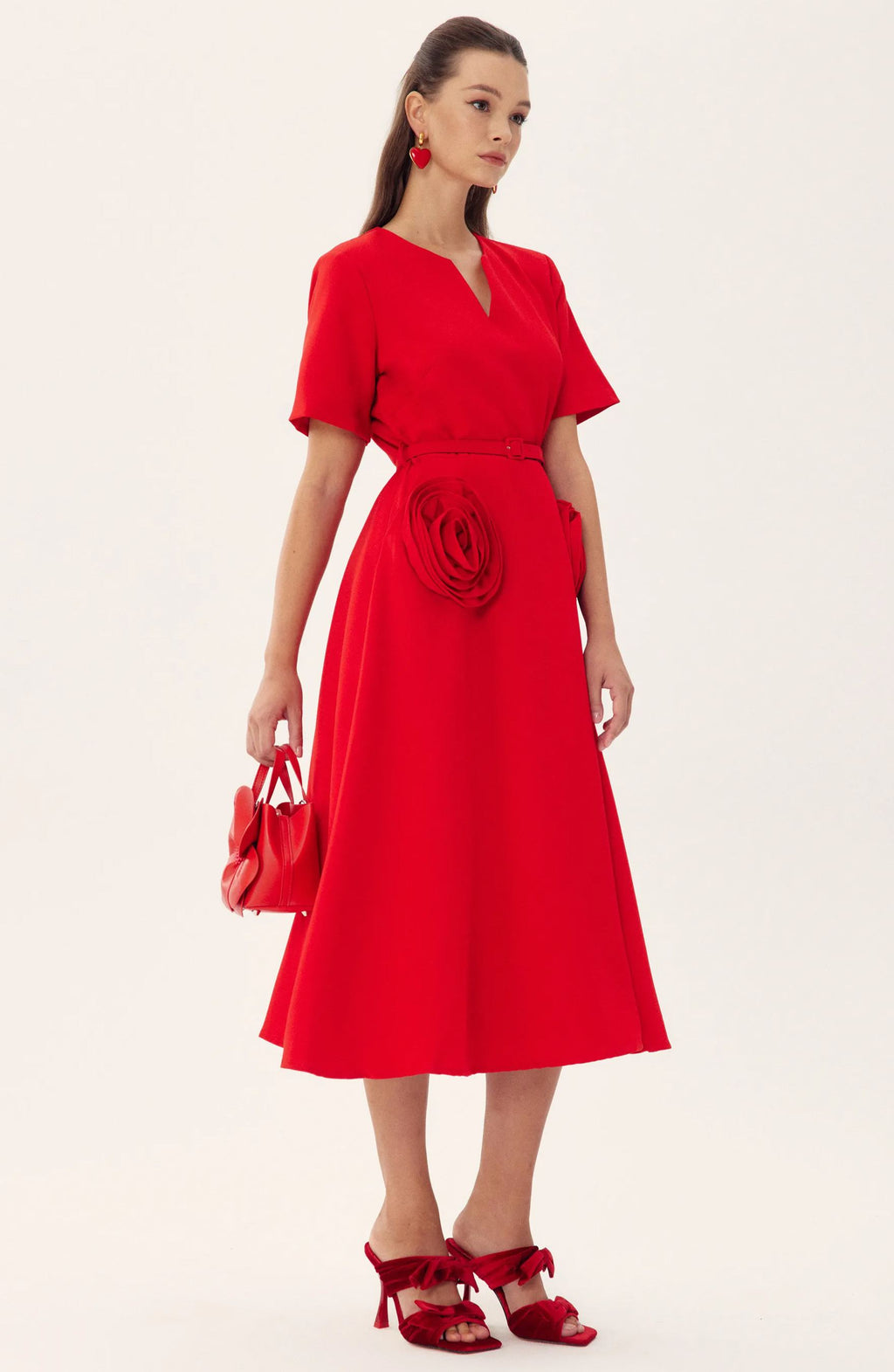 Grace Applique Short Sleeve Midi Dress