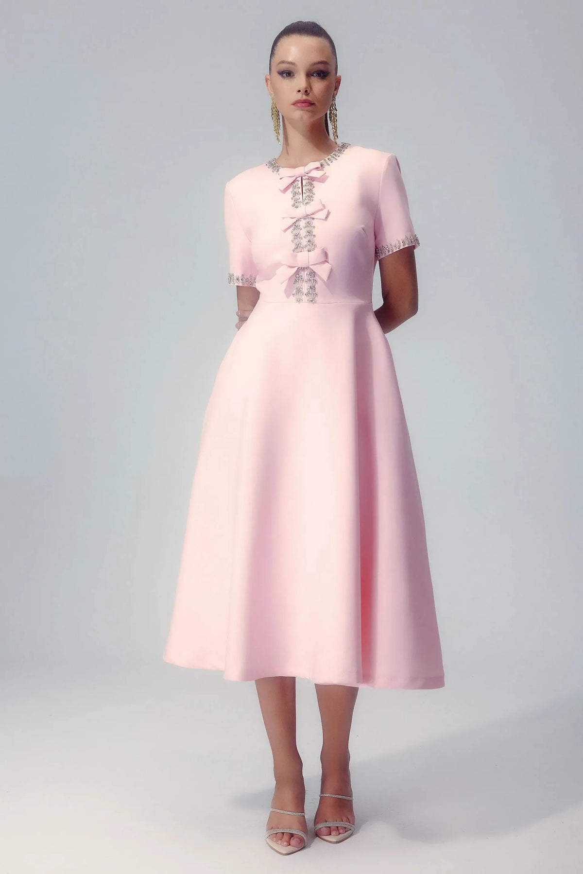 Zoe Bowknot Crystal-embellished Midi Dress