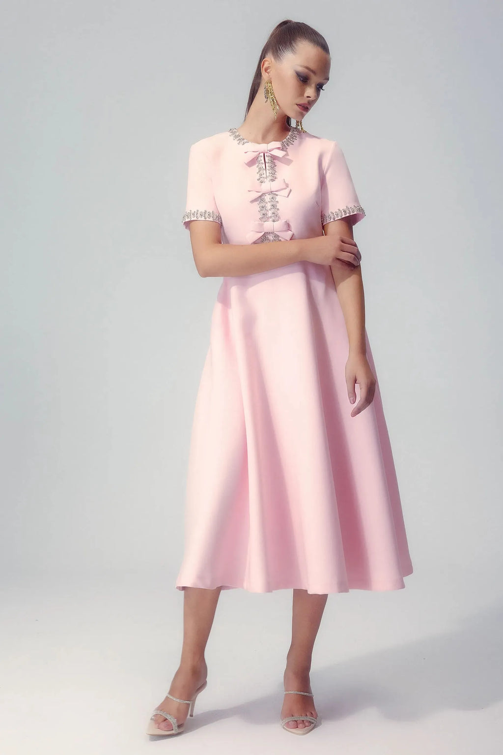 Zoe Bowknot Crystal-embellished Midi Dress