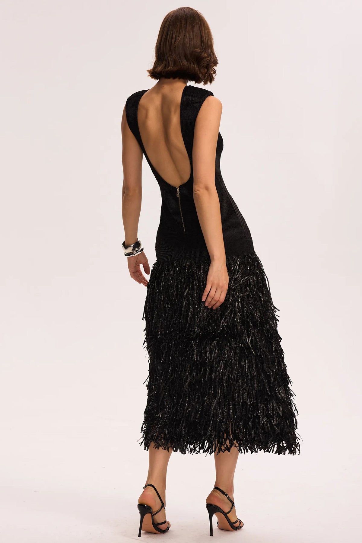 Mavis Backless Tassels Knit Midi Dress