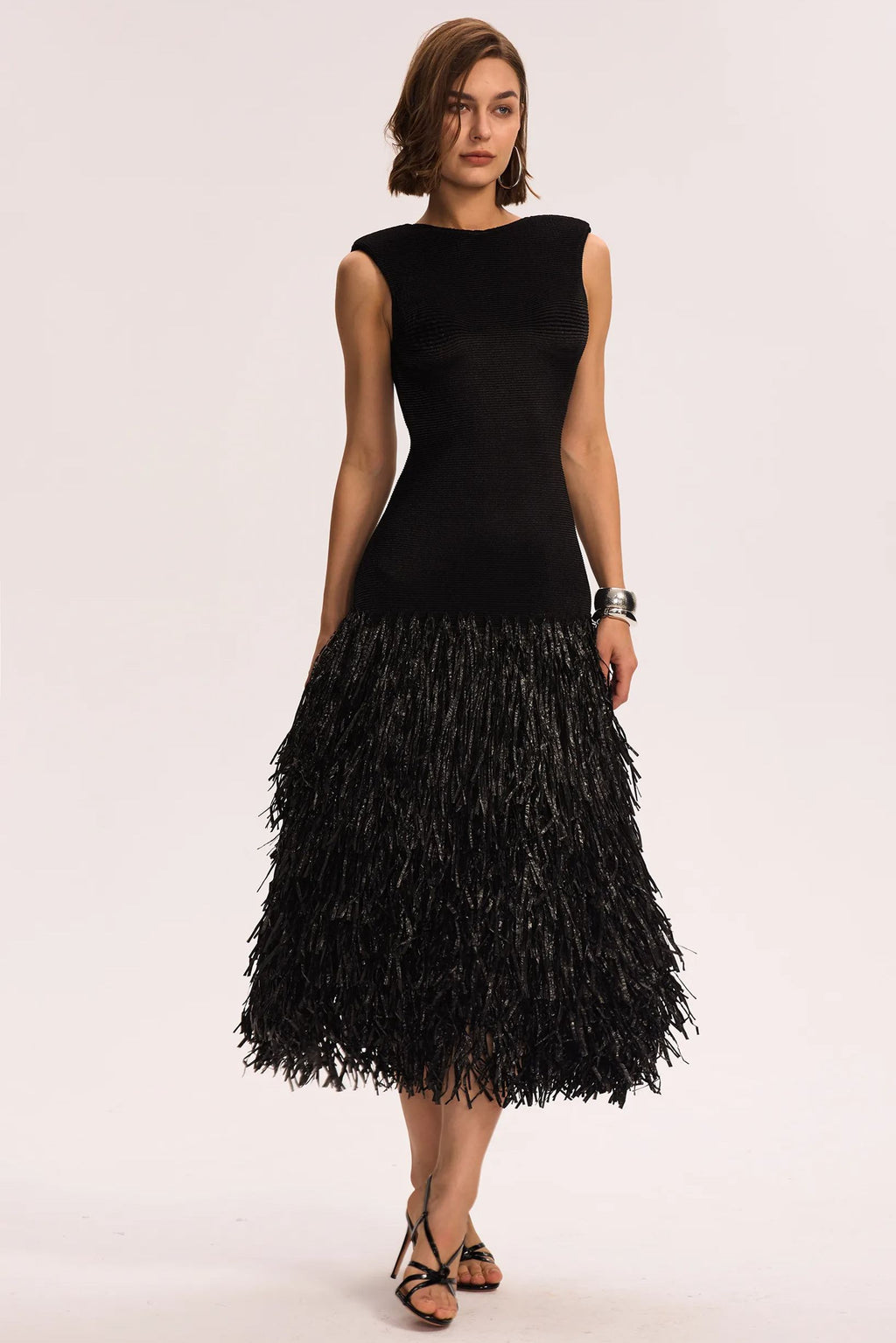 Mavis Backless Tassels Knit Midi Dress