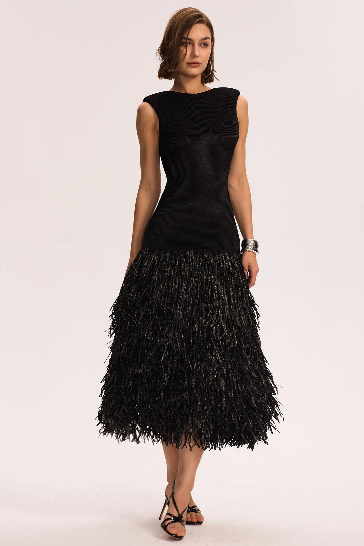 Mavis Backless Tassels Knit Midi Dress