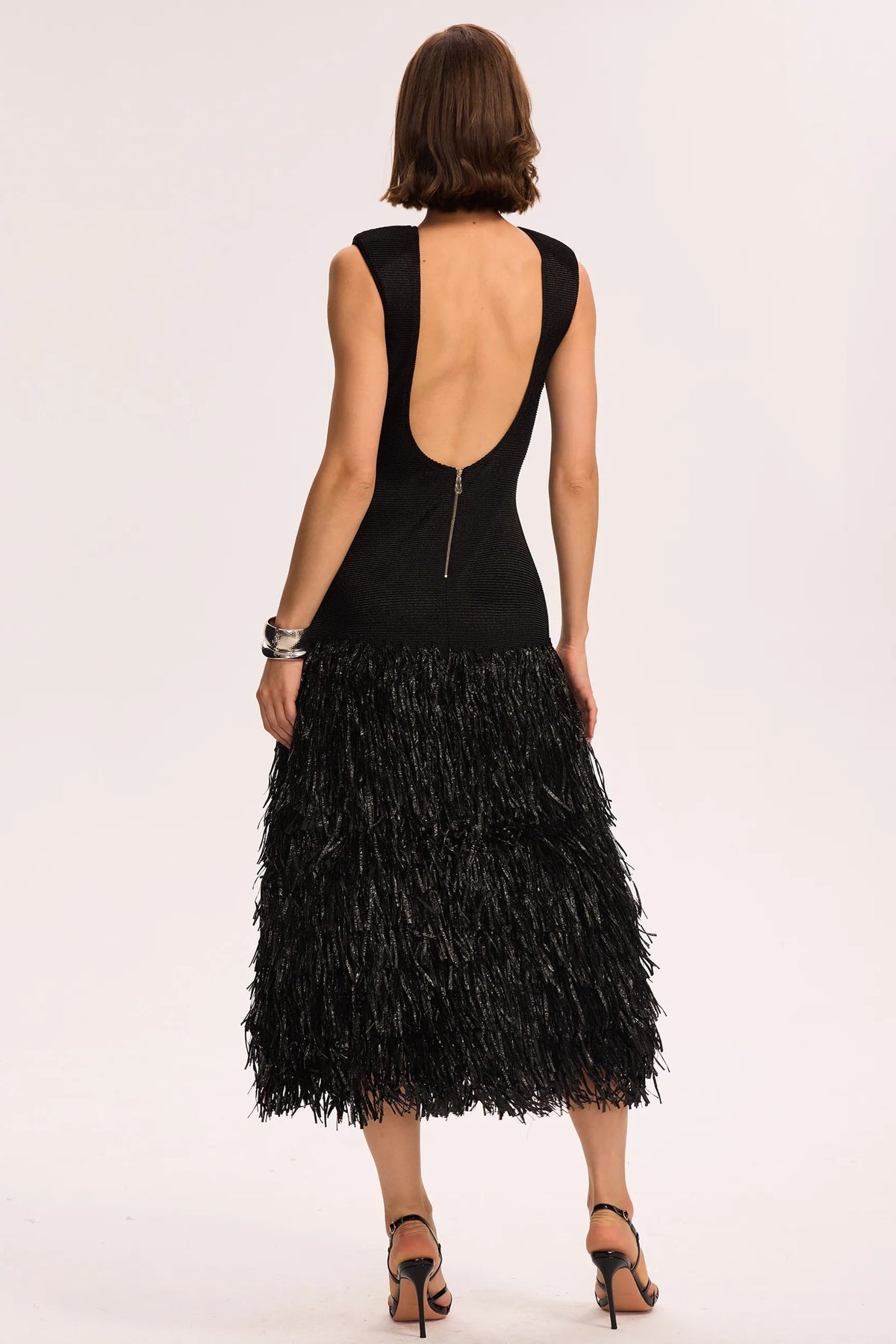 Mavis Backless Tassels Knit Midi Dress