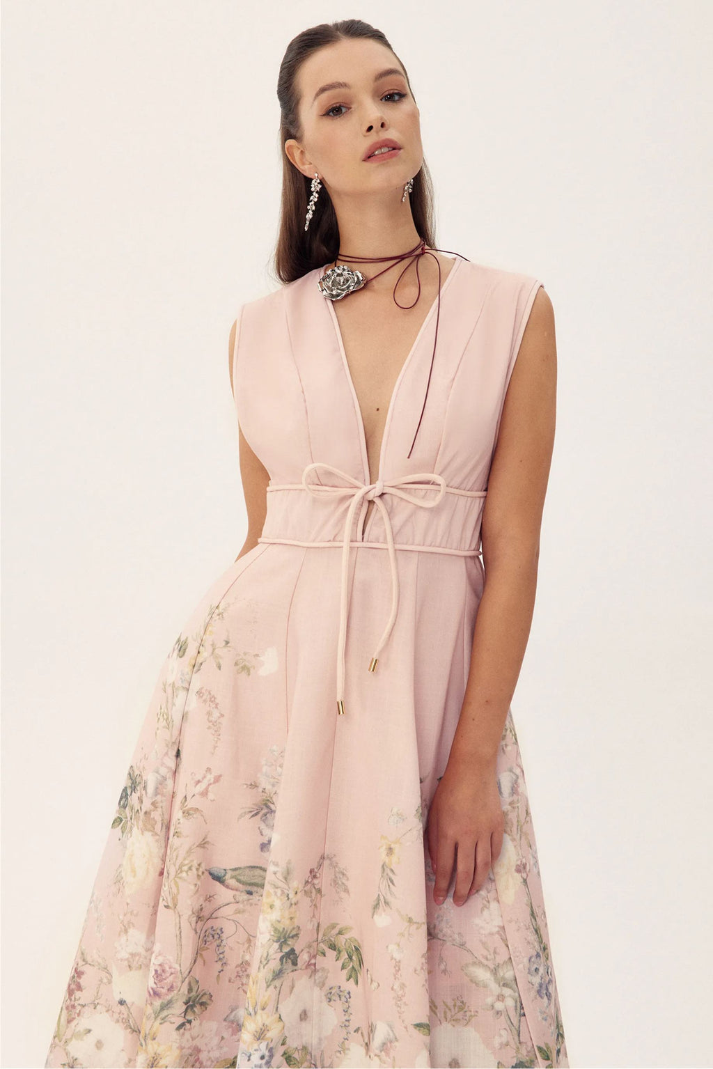 Hannah Printed Sleeveless Midi Dress