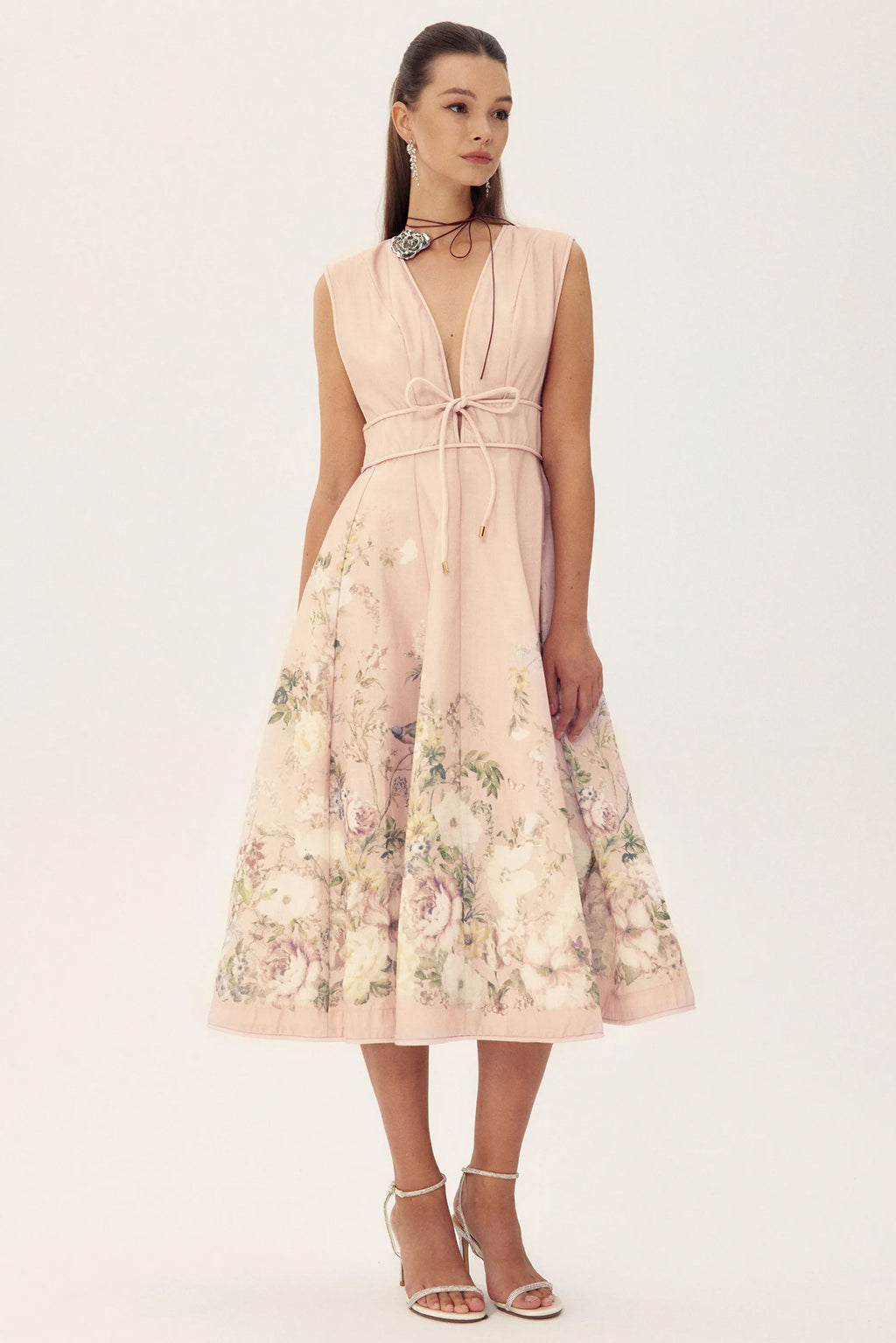 Hannah Printed Sleeveless Midi Dress