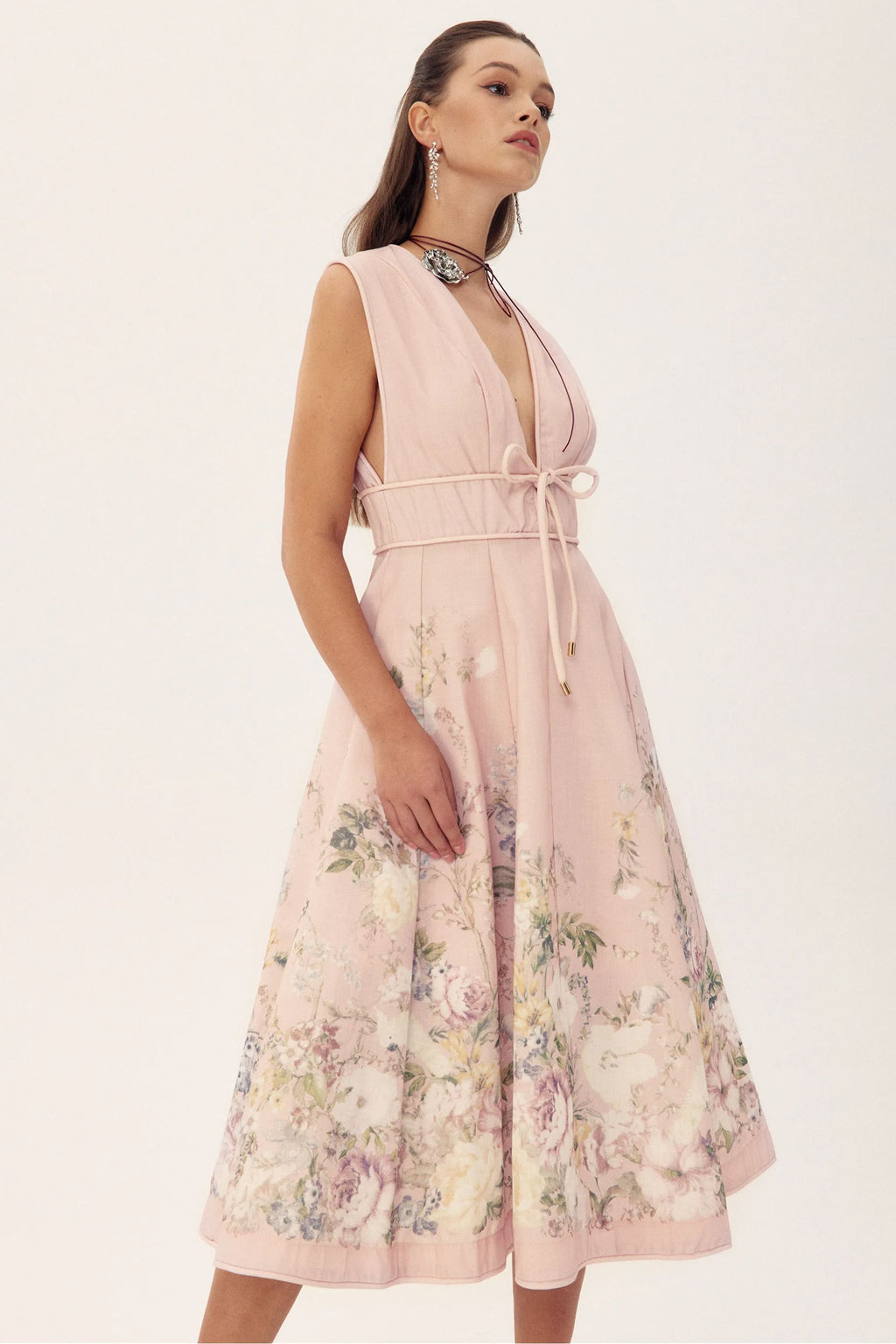 Hannah Printed Sleeveless Midi Dress