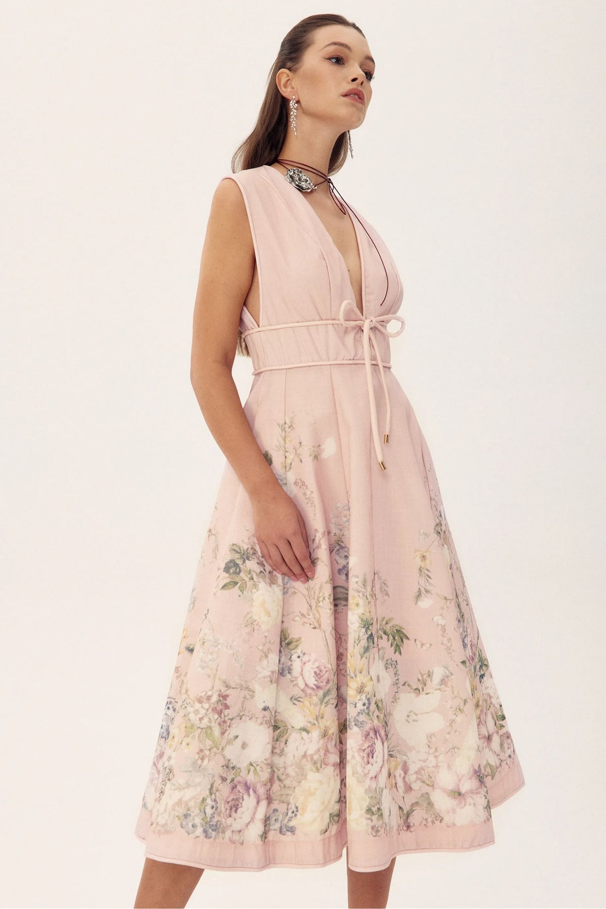 Hannah Printed Sleeveless Midi Dress