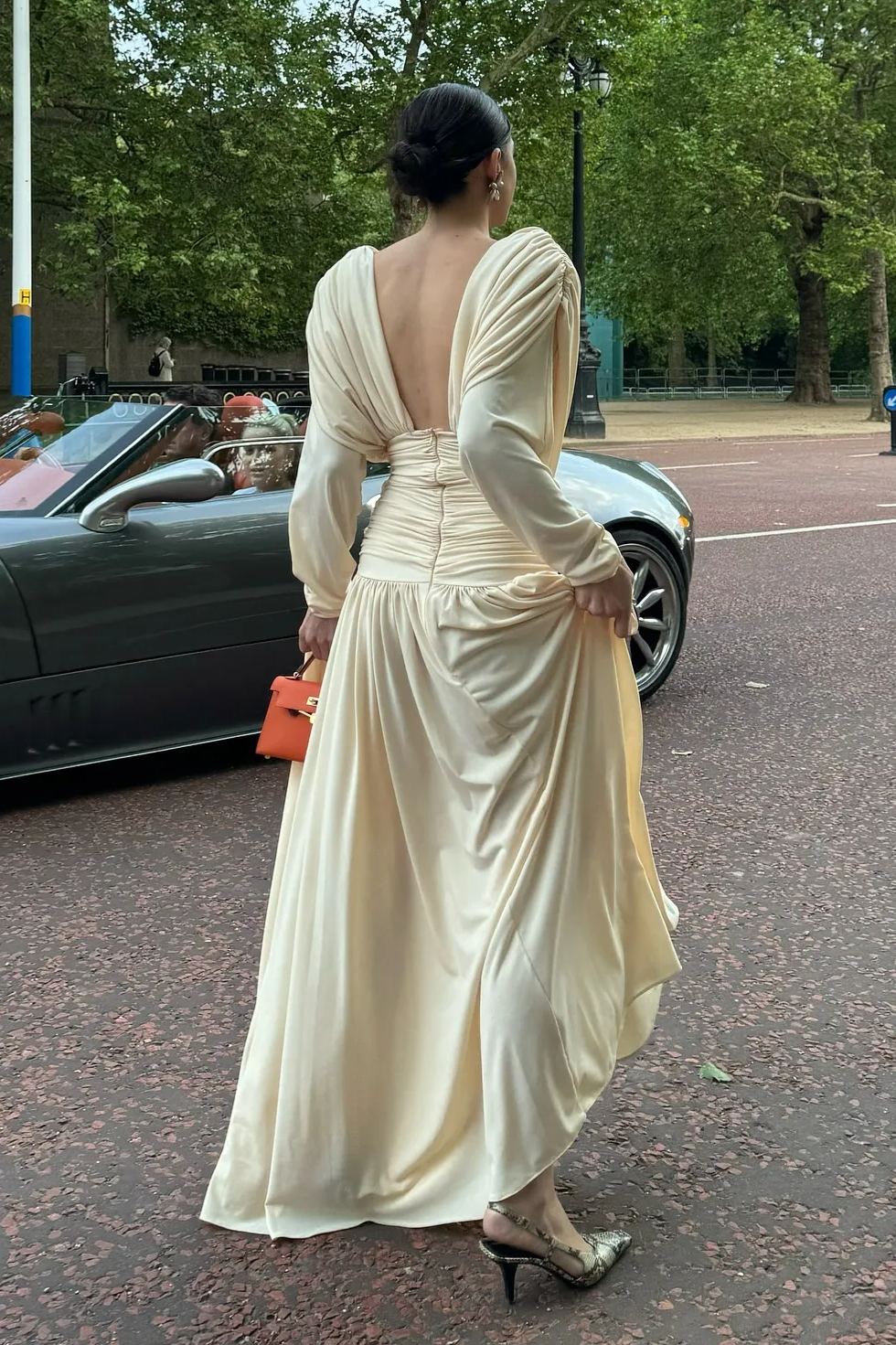 Venus Cross Draped Backless Maxi Dress