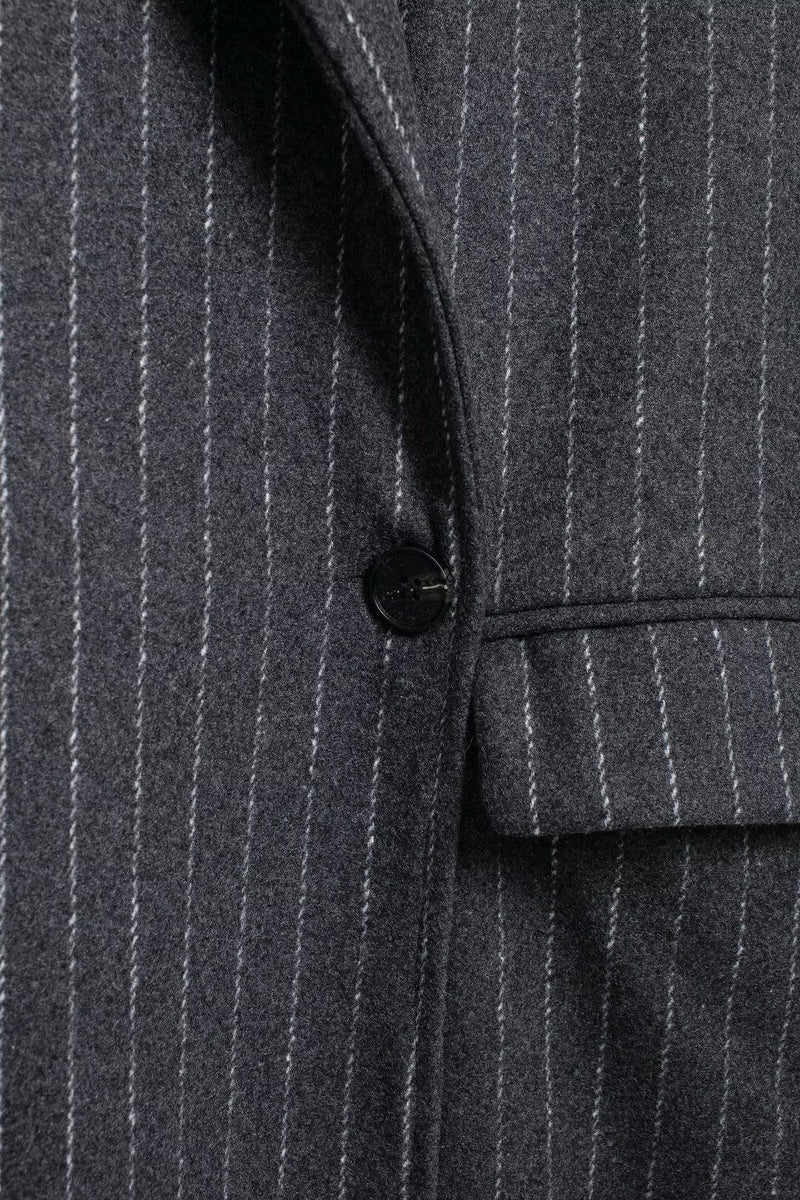 Kassidee Striped Lapel Long Coat