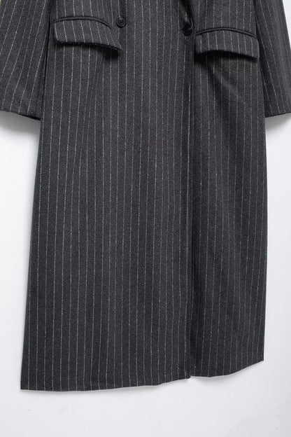 Kassidee Striped Lapel Long Coat