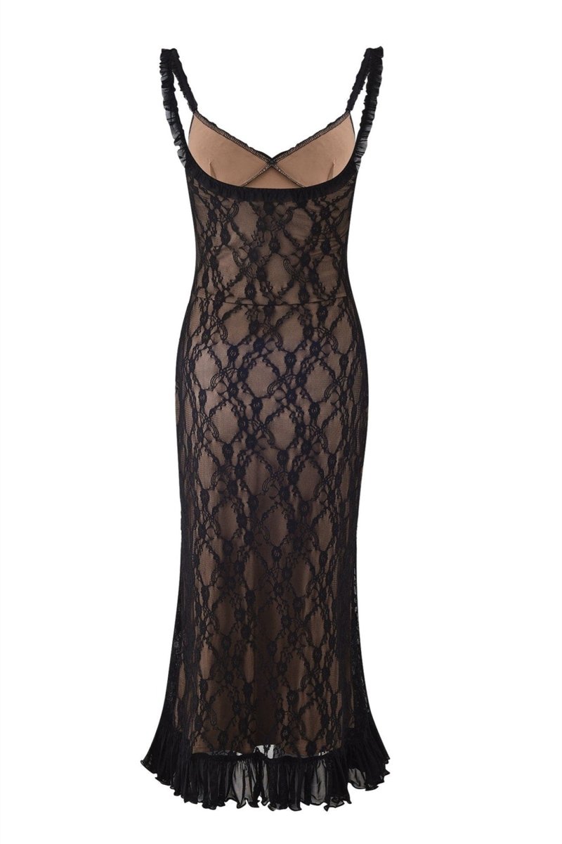 Ina Lace Ruffle Maxi Dress