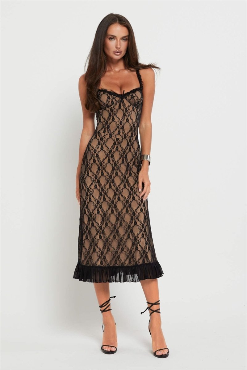 Ina Lace Ruffle Maxi Dress