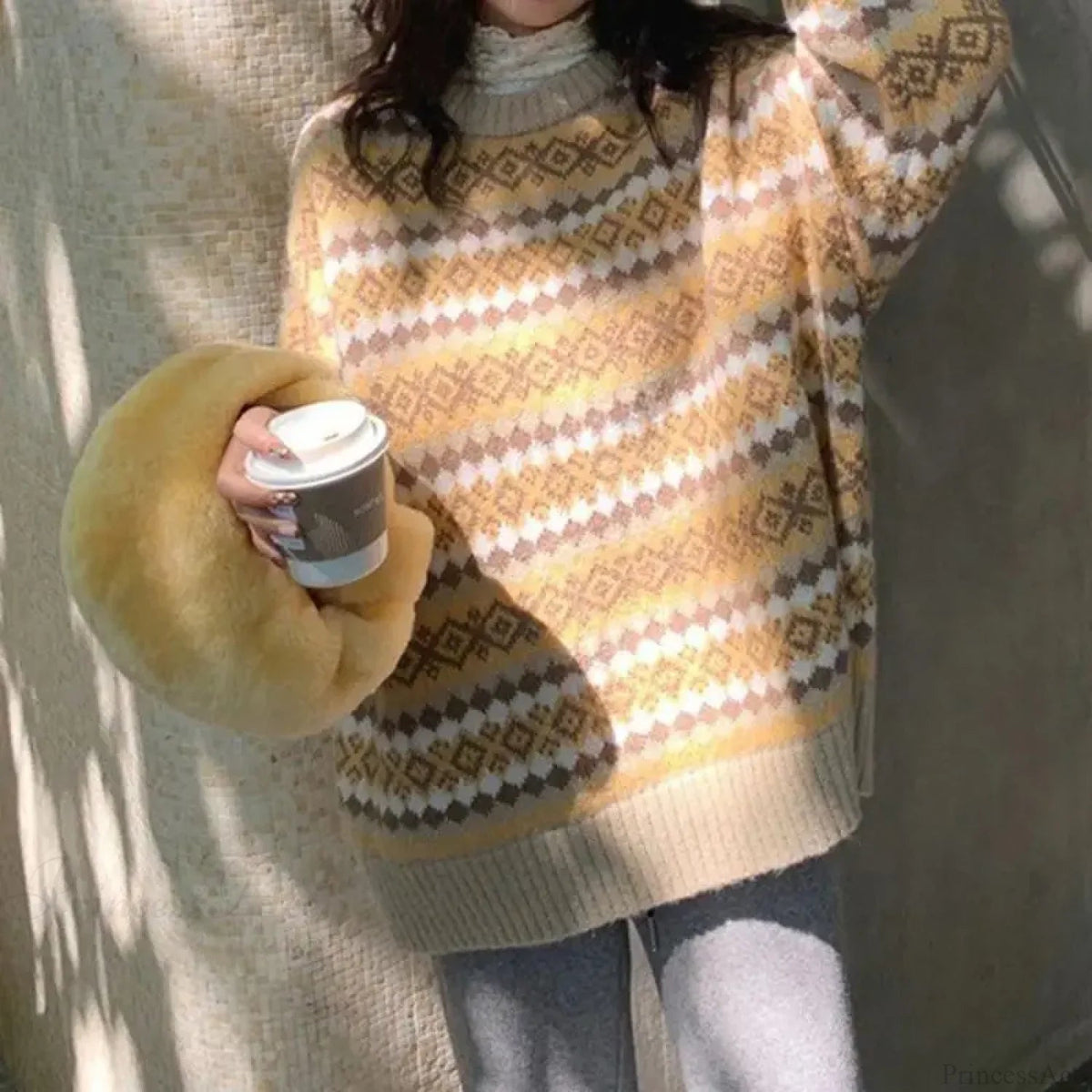 Japanese Retro Jacquard Striped High-end Sweater