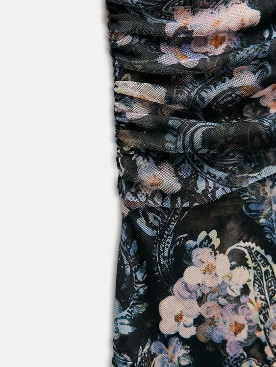 Print One Shoulder Asymmetric Midi Dress