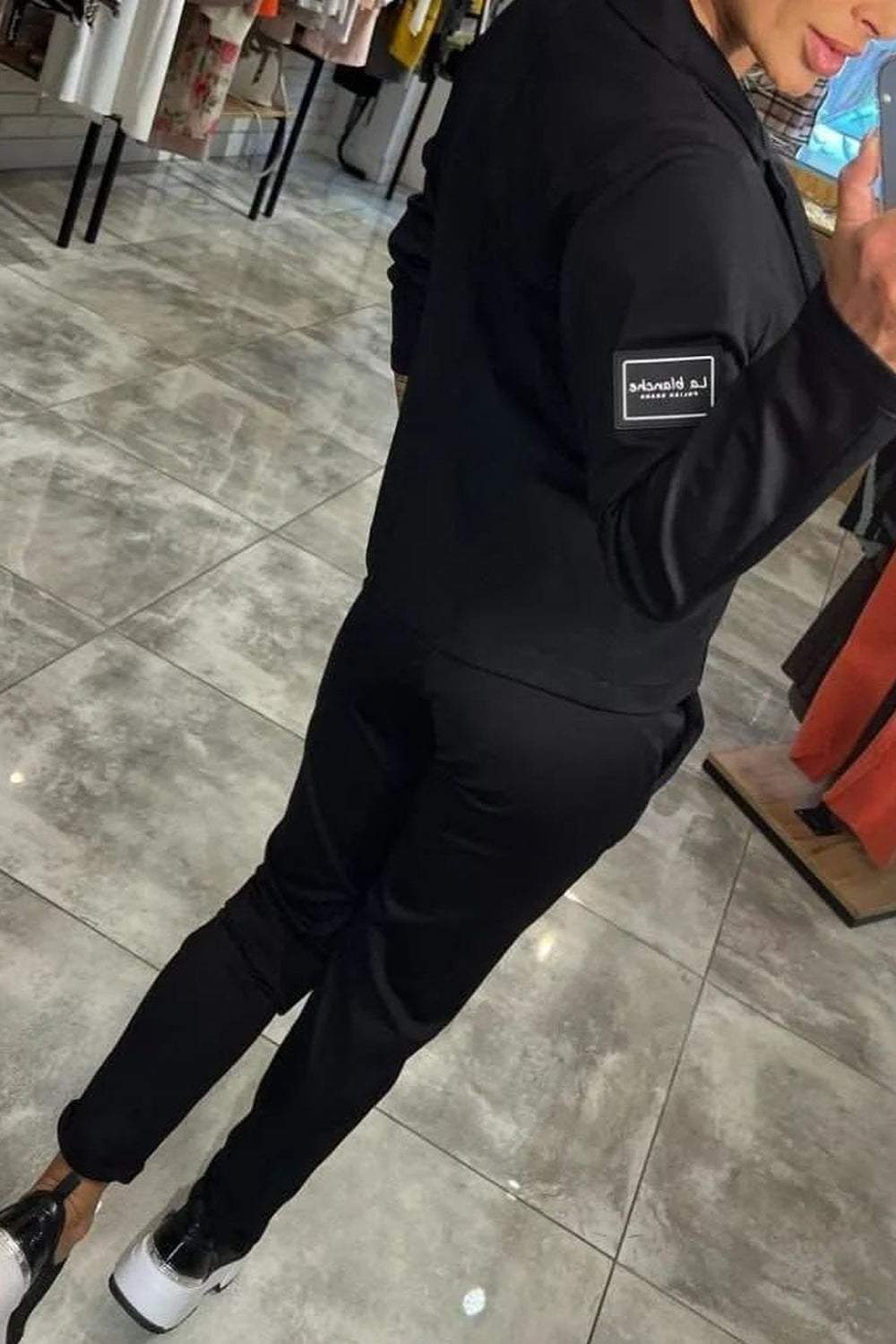 Top Jacket & Elastic Pants Two-piece Set