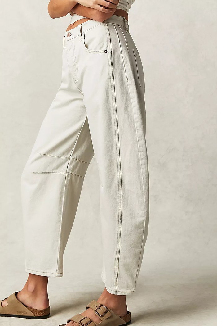 Loose Wide-leg Pants Mid-low Waist Washed Denim Trousers