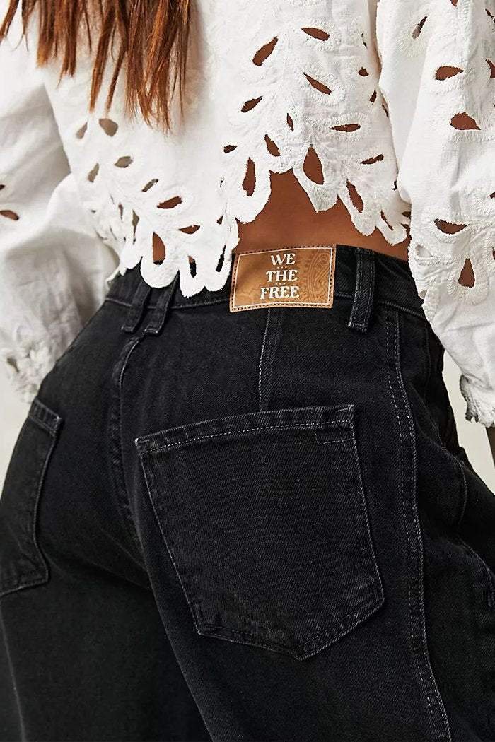 Loose Wide-leg Pants Mid-low Waist Washed Denim Trousers