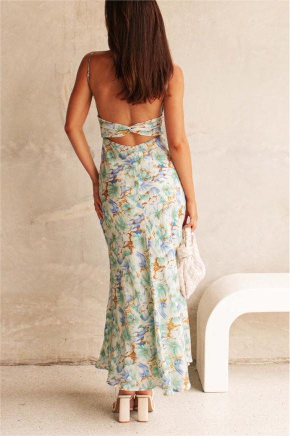 Backless Lace Up Maxi Dress