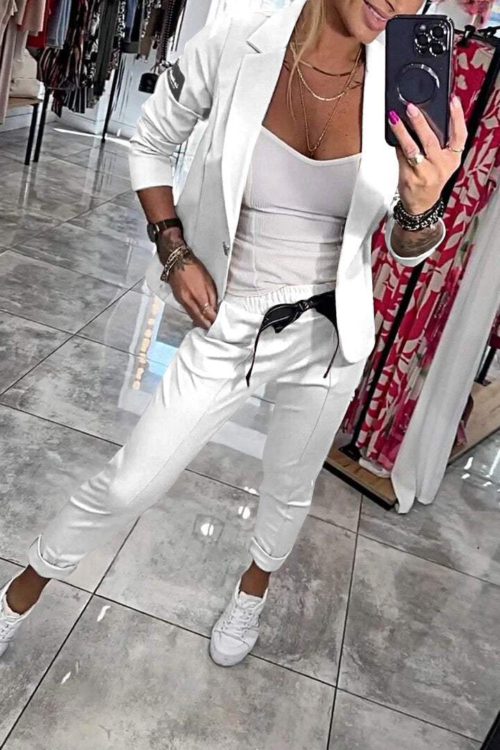 Top Jacket & Elastic Pants Two-piece Set