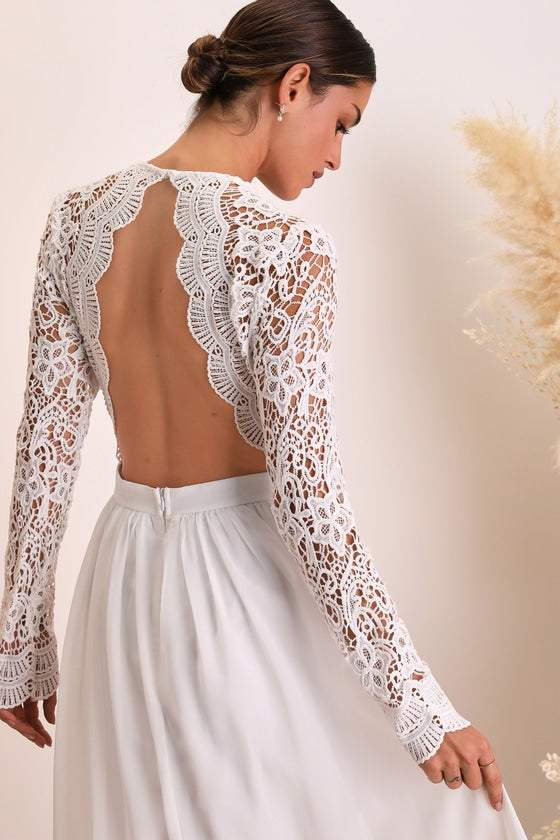 Lace Backless V-neck Maxi Dress