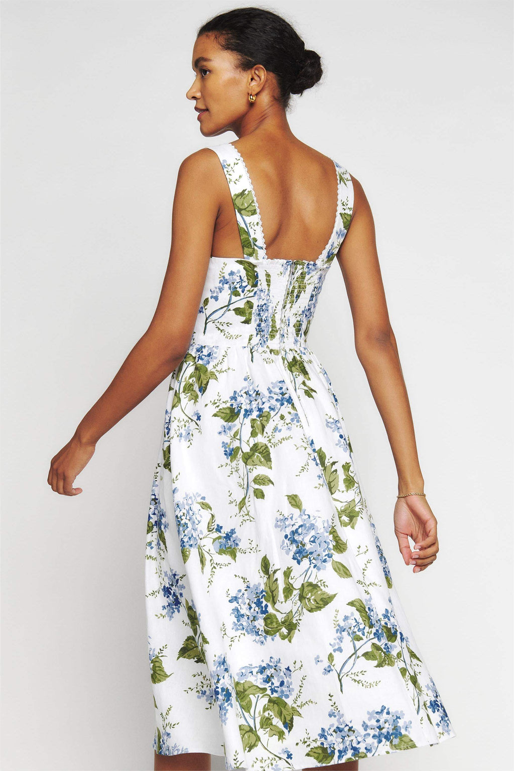 Square Collar Cami Tapered Waist Midi Dress
