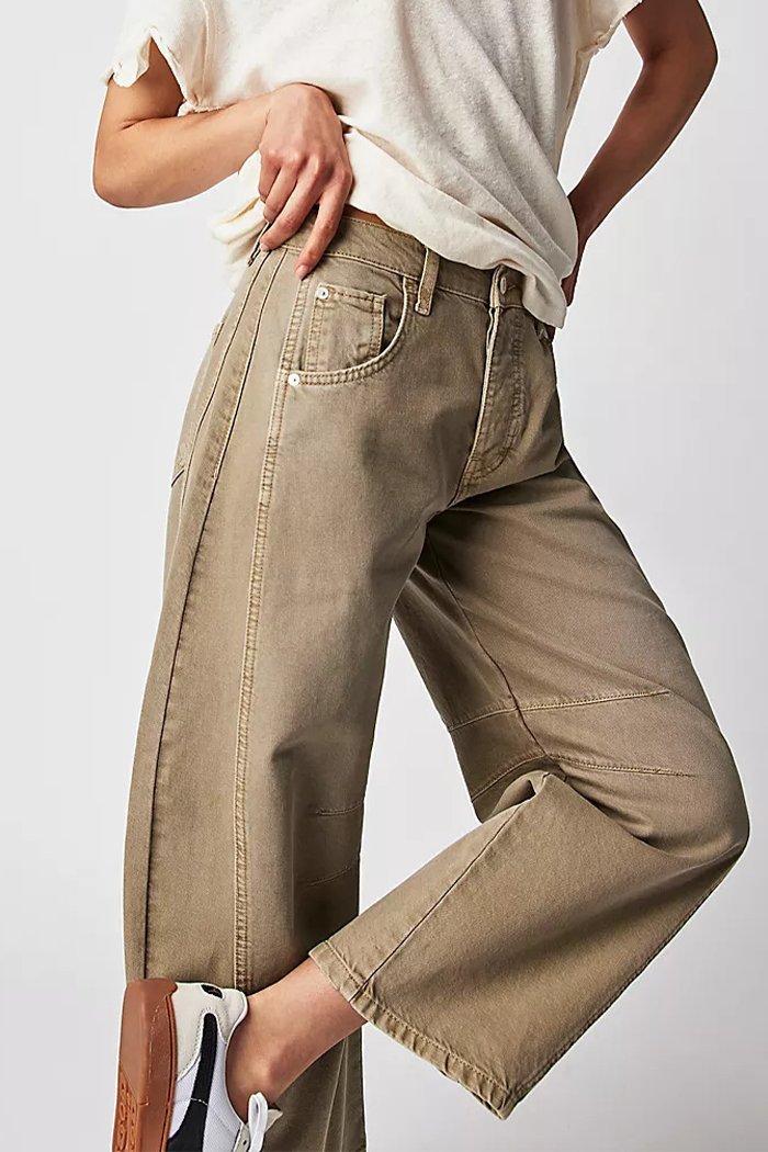 Loose Wide-leg Pants Mid-low Waist Washed Denim Trousers