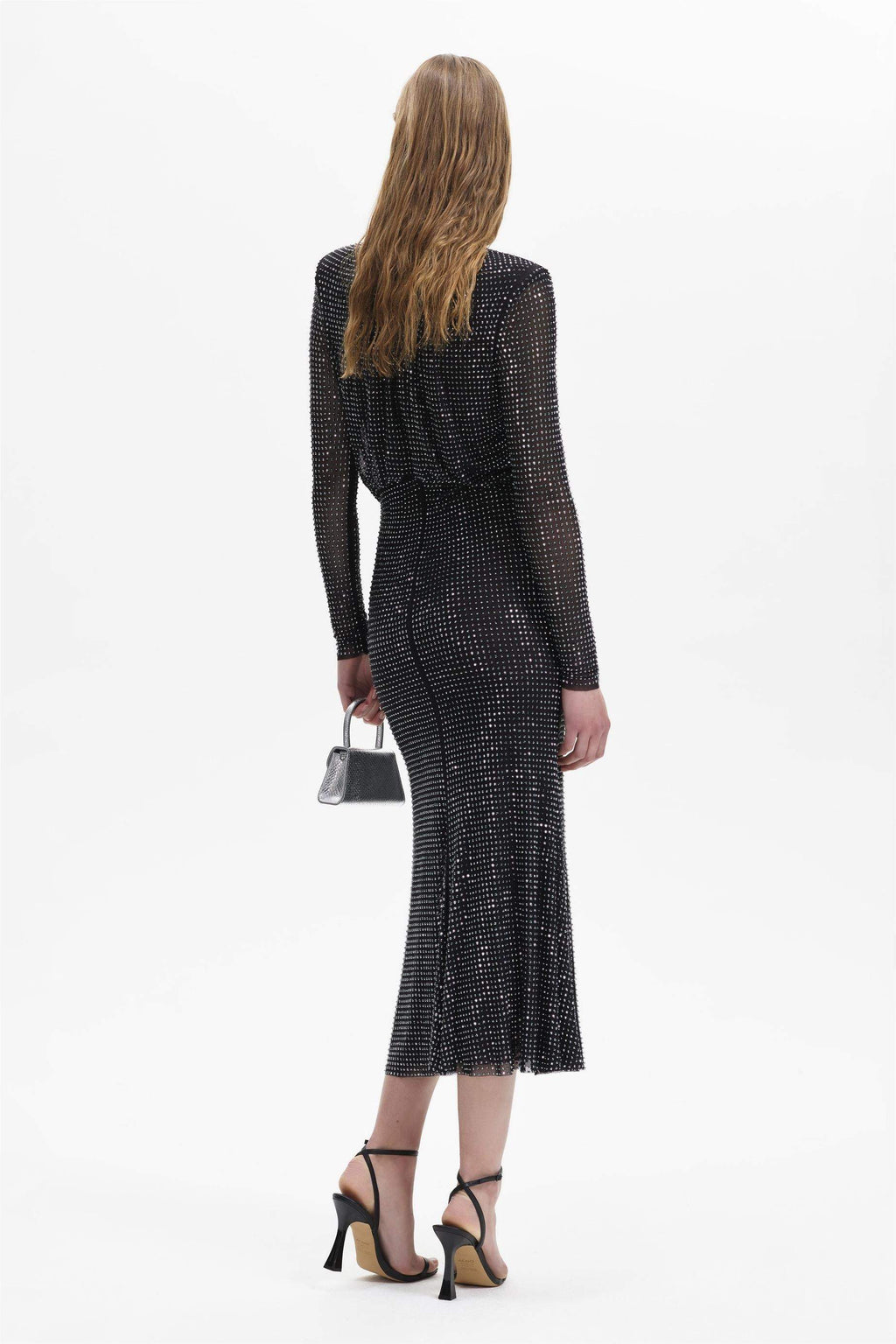 Rhinestone Stand Collar Mermaid Maxi Dress