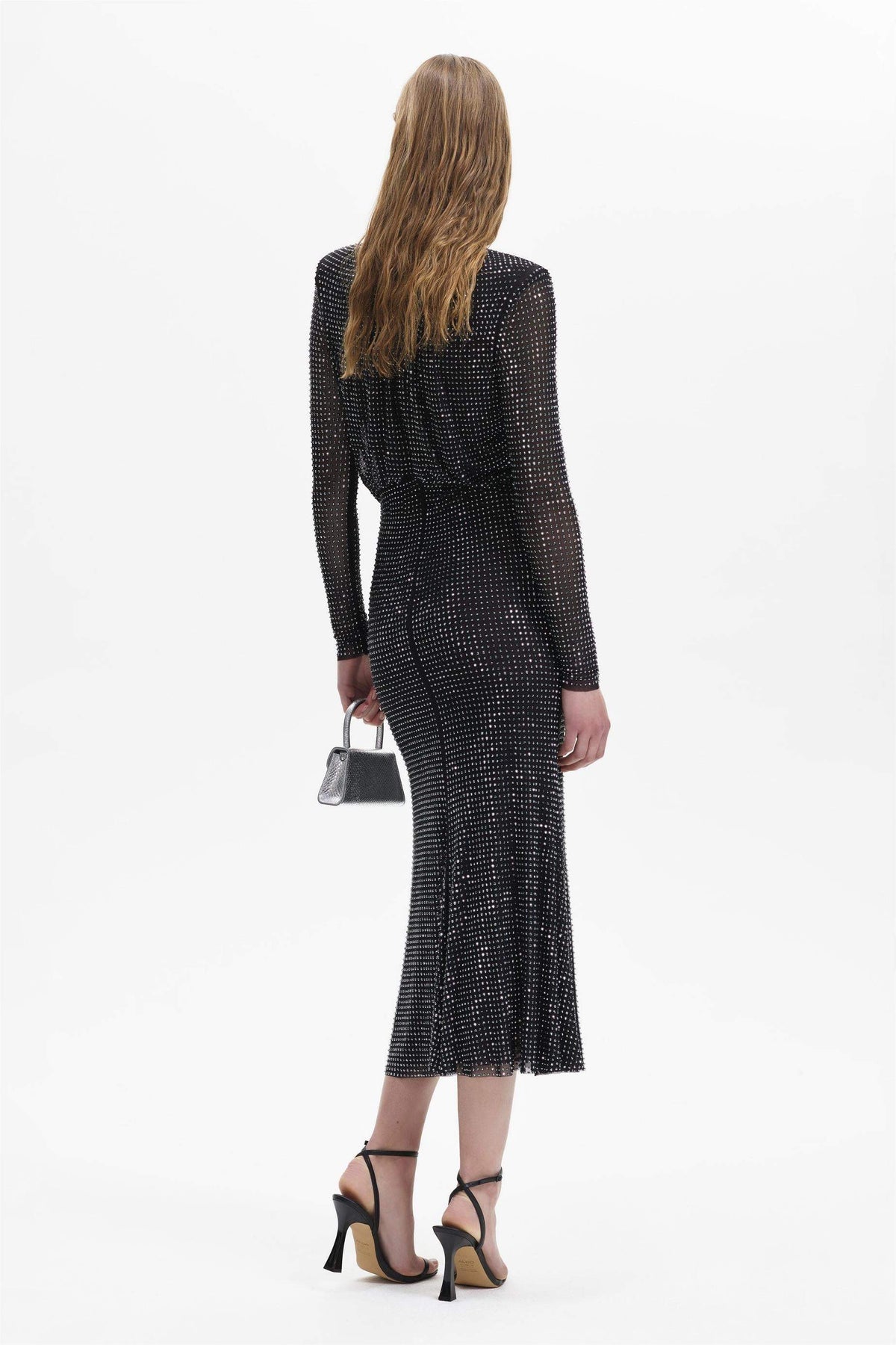 Rhinestone Stand Collar Mermaid Maxi Dress