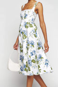 Square Collar Cami Tapered Waist Midi Dress