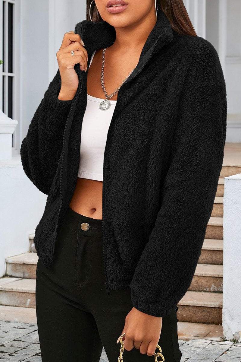 Plush Loose Warm Long-sleeved Cardigan Jacket