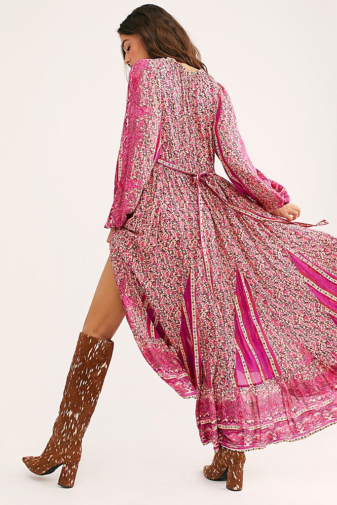 V-neck Long Sleeve Maxi Dress
