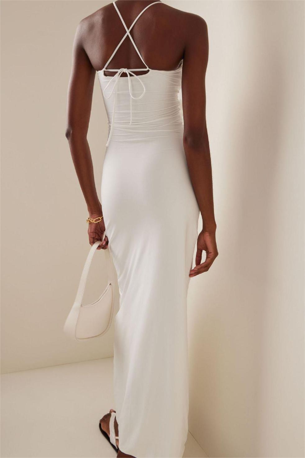 Halter Neck Cut-out Slit Maxi Dress