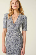 Short Sleeve V-neck Midi Dress Blue