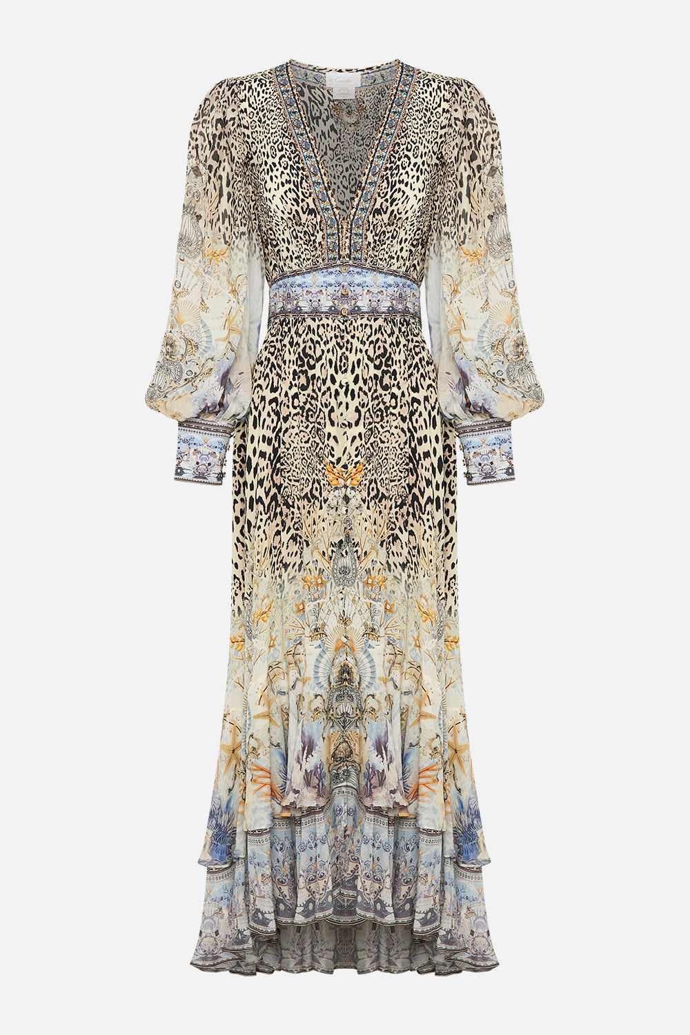 Chiffon Leopard Print V-neck Maxi Dress