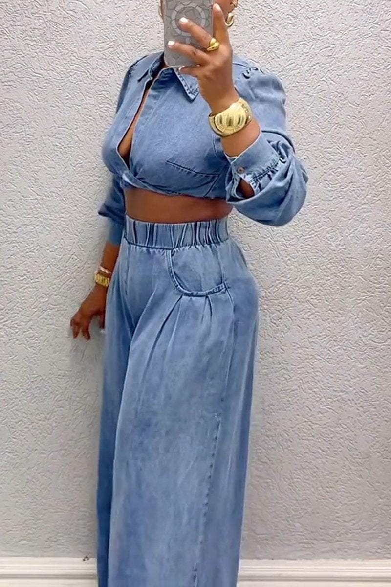 Kink Long Sleeve Top and Pants Suit