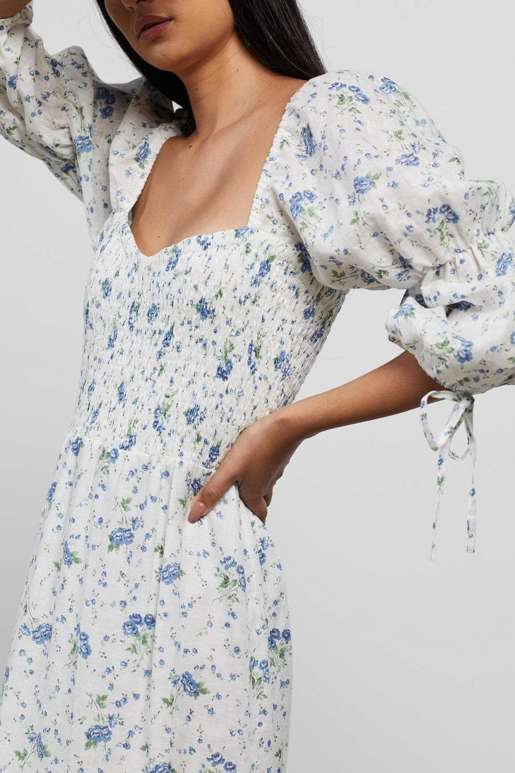 Square Collar Midi Dress