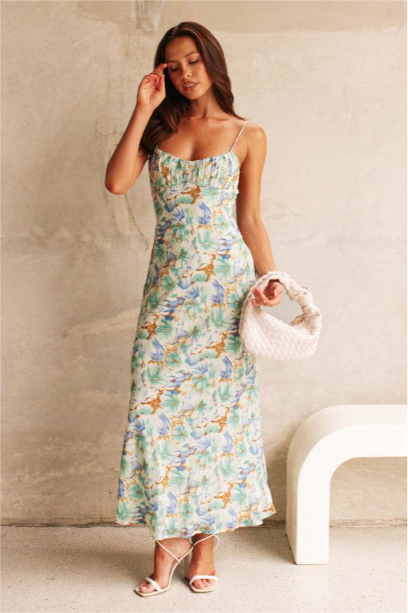 Backless Lace Up Maxi Dress