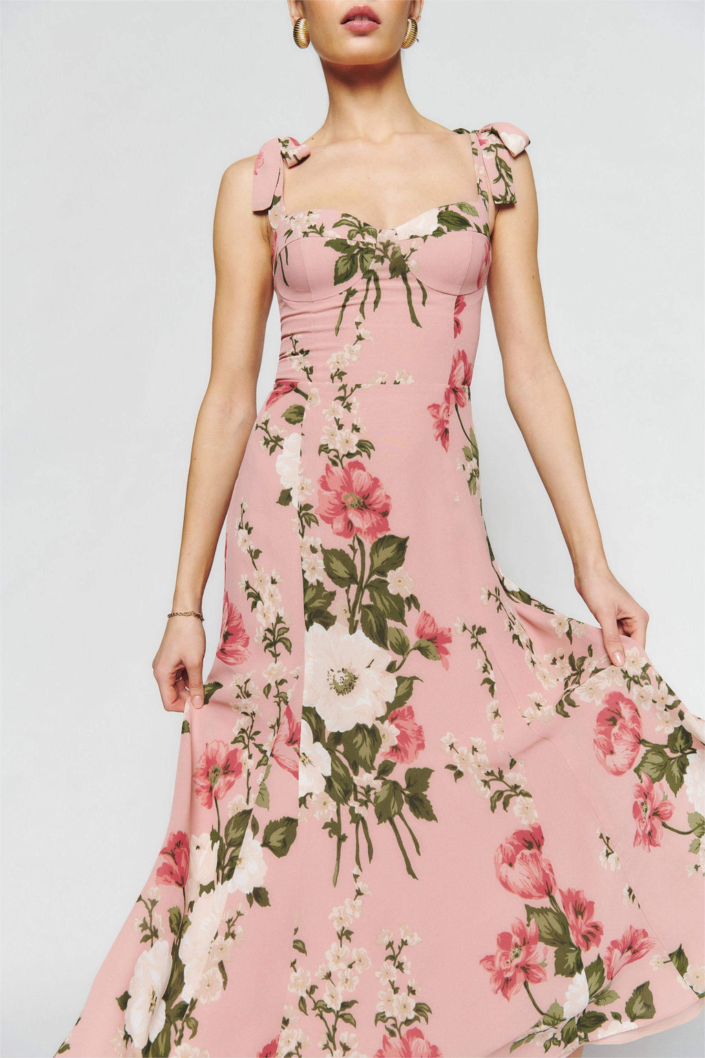 Printed Cami Slim Midi Dress