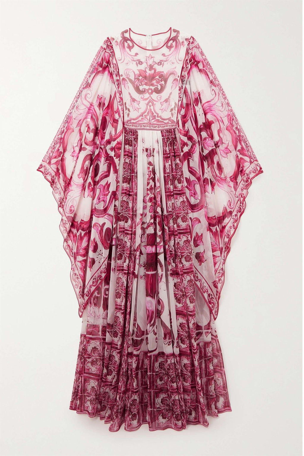 Paisley Round Neck Ball Sleeve Midi Dress