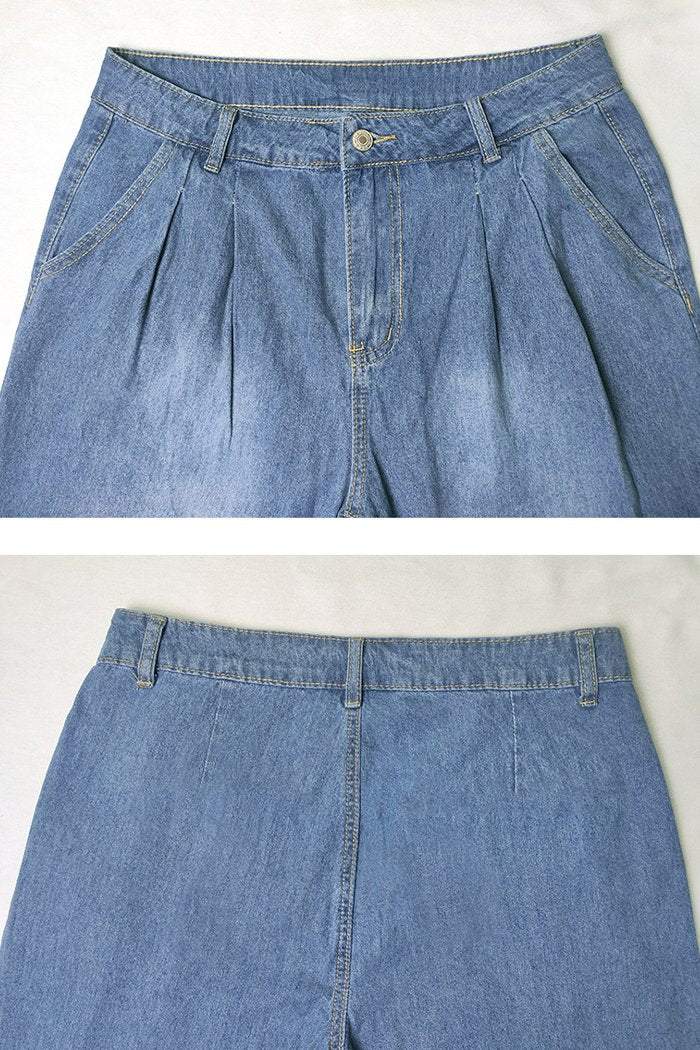 High Waist Slim Wide Leg Pants Loose Mopping Pants Denim Trousers