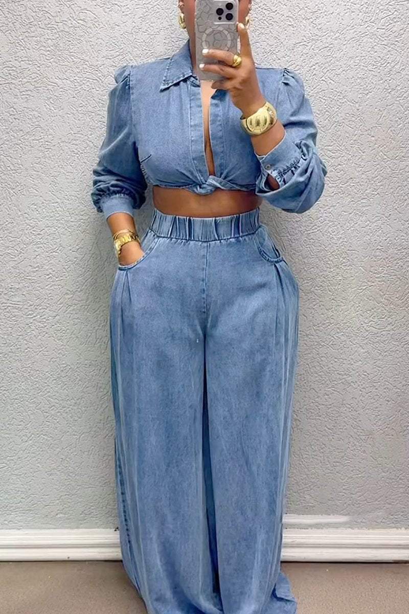 Kink Long Sleeve Top and Pants Suit