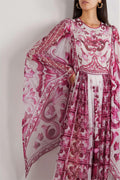 Paisley Round Neck Ball Sleeve Midi Dress