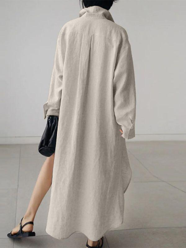 Color Long Sleeve Cardigan Irregular Split Dress