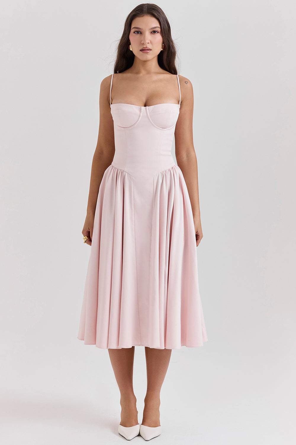 Sweetheart Neck Midi Dress