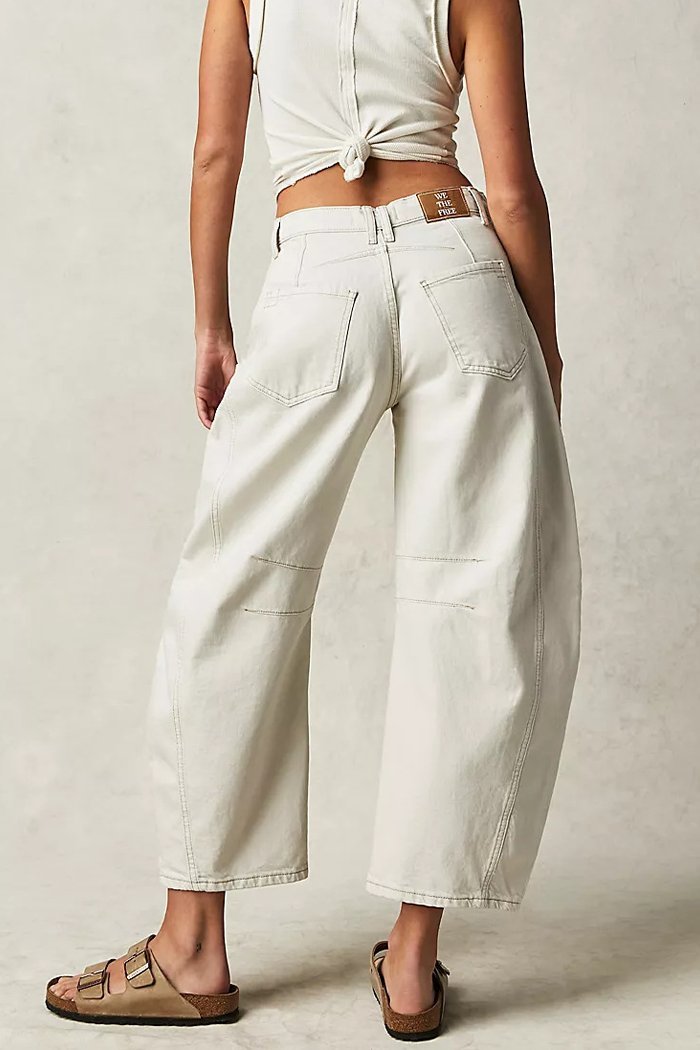 Loose Wide-leg Pants Mid-low Waist Washed Denim Trousers